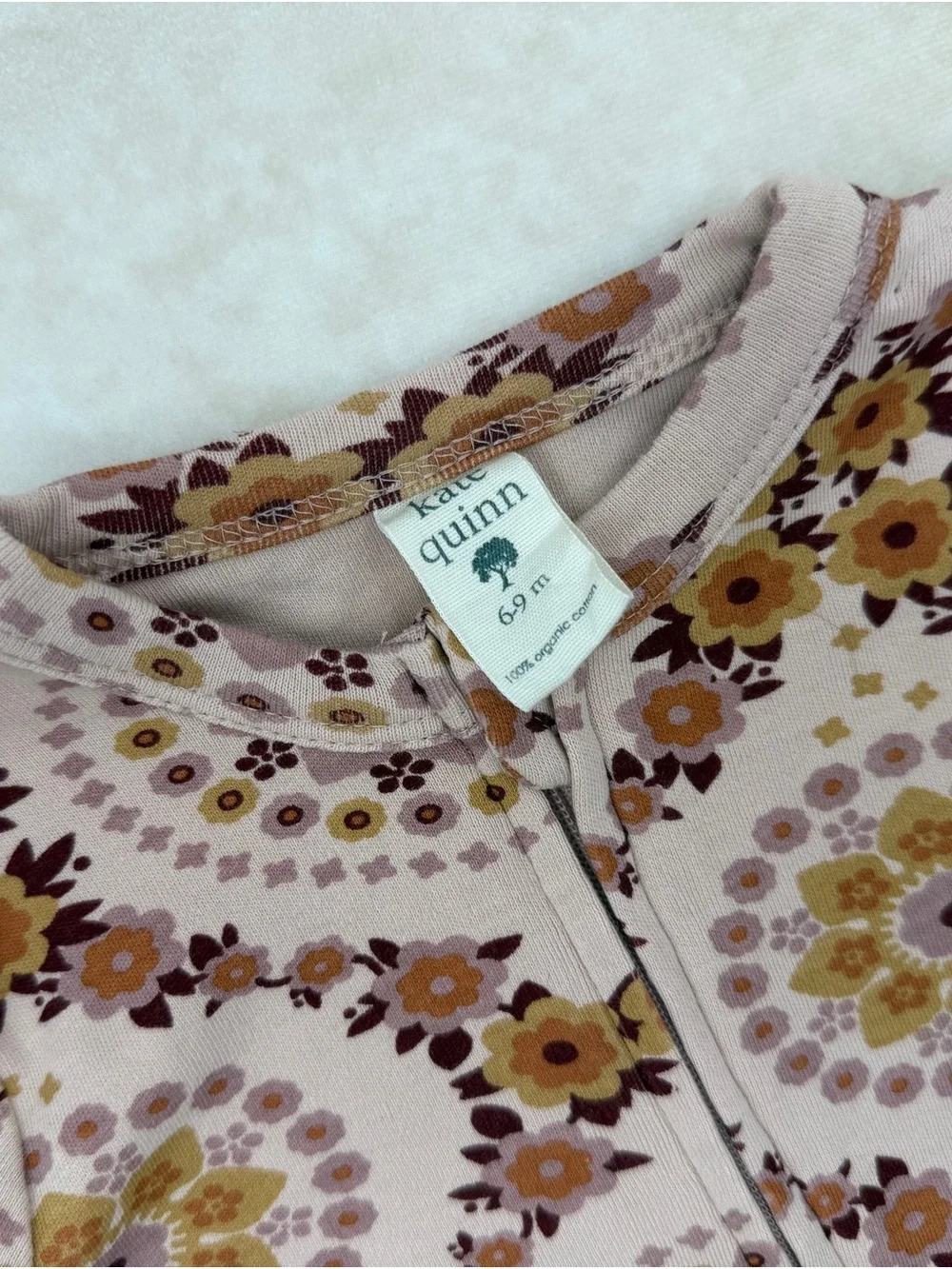 kate quinn Pink Floral Medallion Zip Footed One-Piece